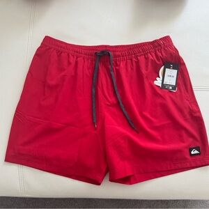 NWT Men’s Quiksilver Boardshorts With Liner Drawstring Salsa Red Size XL